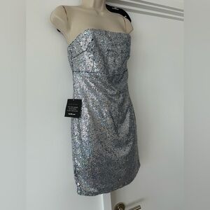 *NWT* Charlotte Russe Silver Sequins Strapless Minidress
